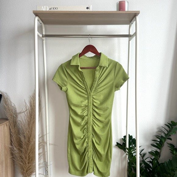 Green Button Up Dress - Picture 1 of 3